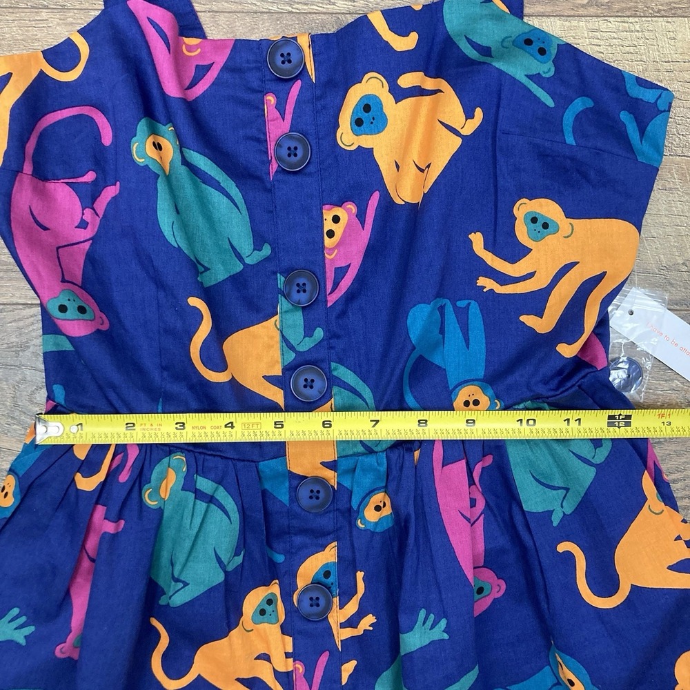ModCloth NWT Fit and Flare Vintage Inspired Retro Summer Dress Blue Monkey sz 0 - Picture 9 of 11